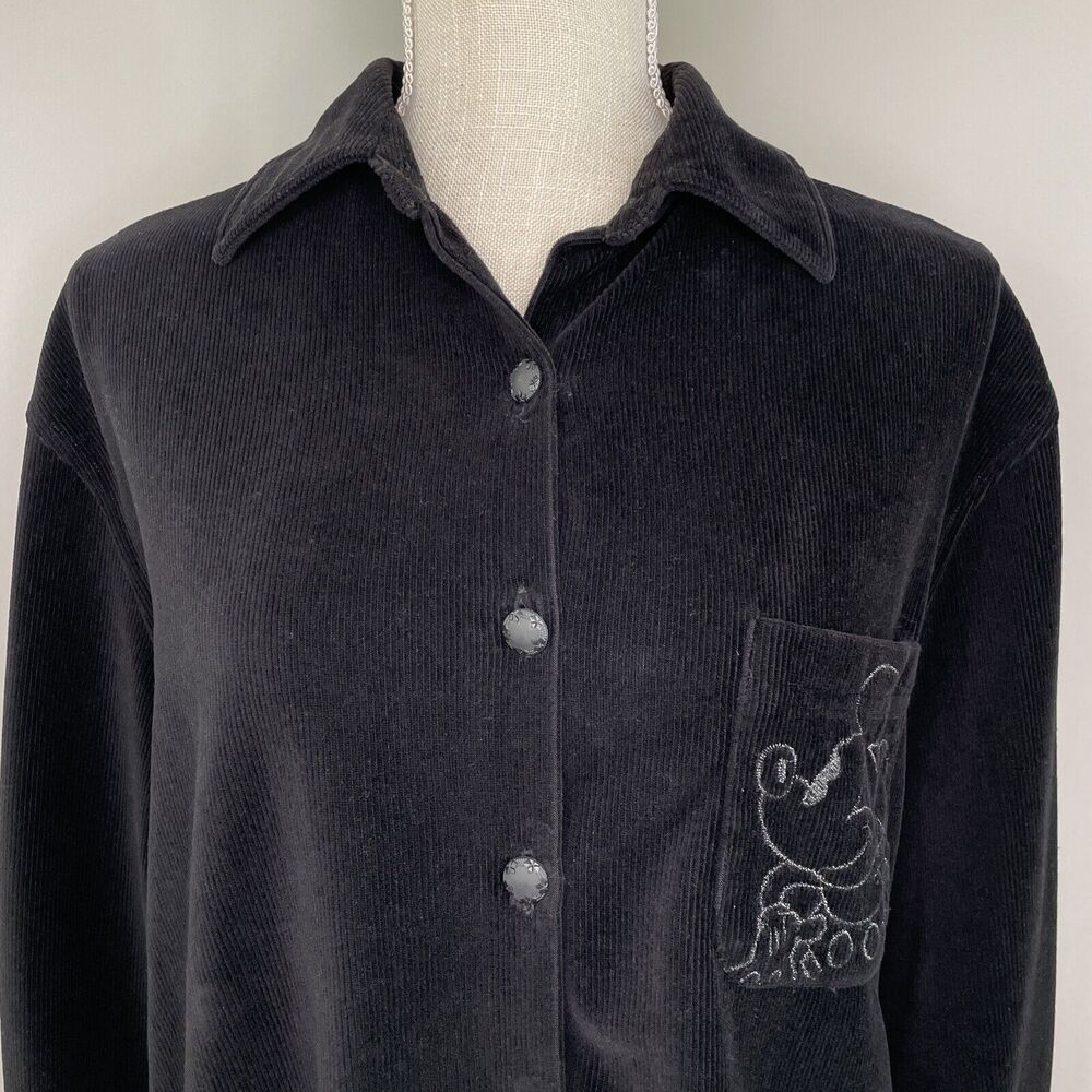 Vtg The Disney Store Corduroy Button Mickey Mouse Embroidered T Shirt Women's S